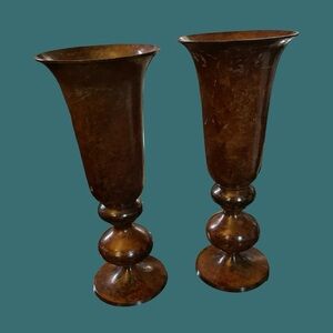 Pair Of Cinnabar Pedestal Vases; From Elegant Expressions (1999); 10” Tall